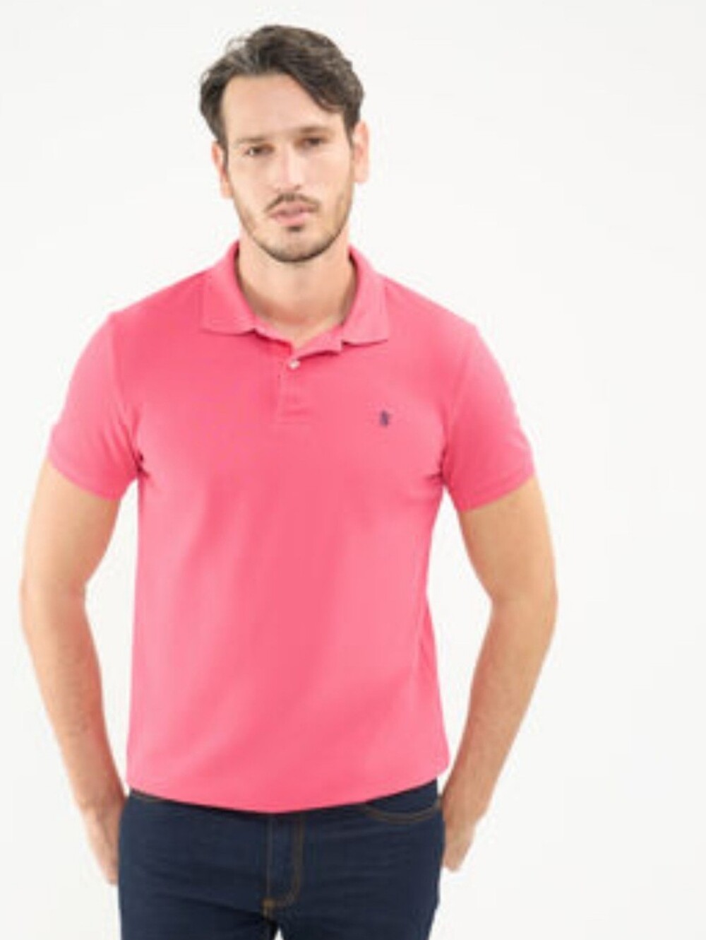Ralph Lauren Men’s Coral Pink Polo Shirt with Navy Pony 100%